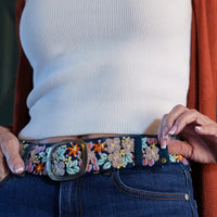 Morning Dew Floral Embroidered Wool Belt