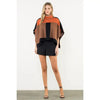 Colorblock Turtleneck Knit Poncho Joh Apparel