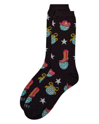 Western Disco Ladies Bamboo Crew: Black / 9-11