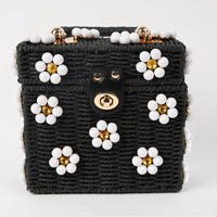 Wicker Bucket Daisy Flower Purse