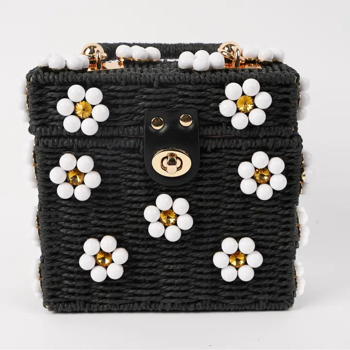 Wicker Bucket Daisy Flower Purse