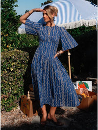 Embroidered Half Sleeve Maxi Dress