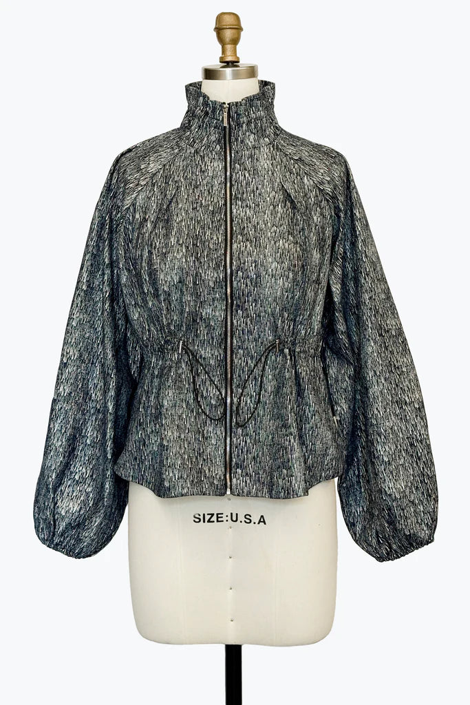 METALLIC DENIM DRAWSTRING JACKET