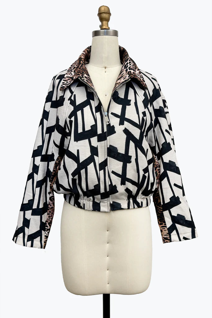 ANIMAL & ART PRINT ZIP-UP JACKET