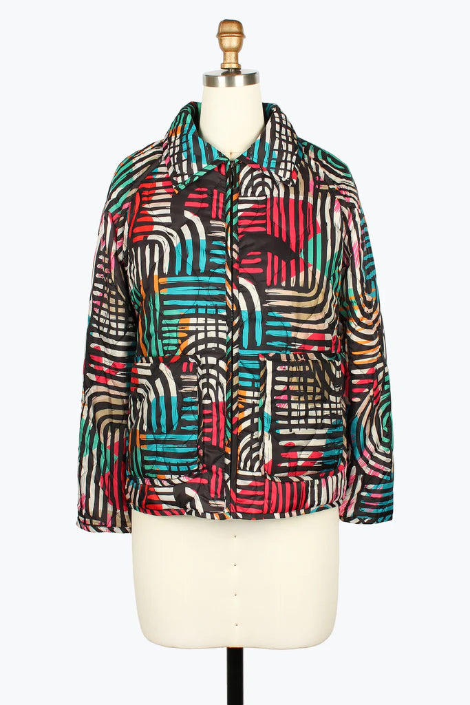 QUILTED SEAMLESS ART ZIP-UP JACKET