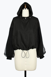 HOODED SHORT WINDBREAKER JACKET