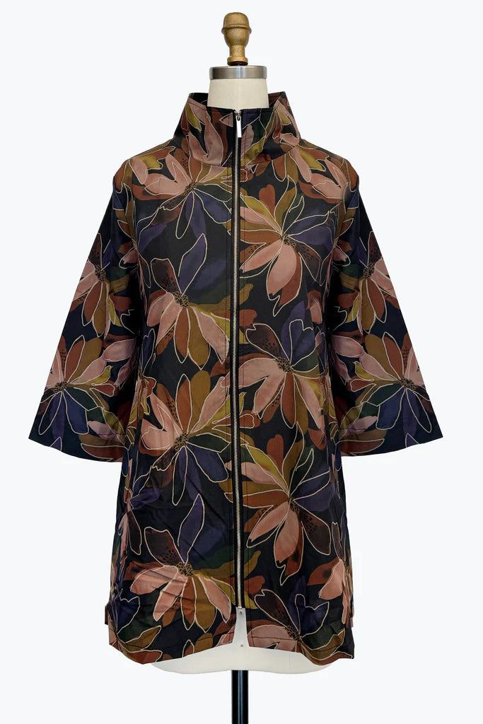 FLOWER PAINTING LONG WINDBREAKER JACKET