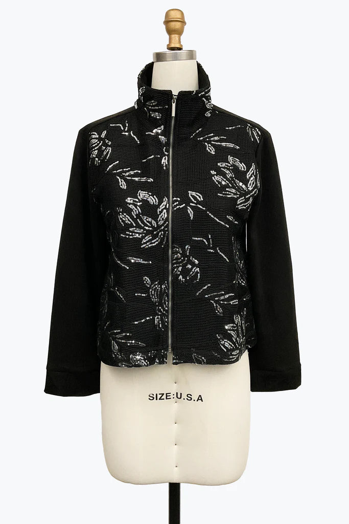 SEQUIN CORDING SUEDE FULL ZIP JACKET