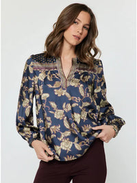 Floral Border Printed Blouse