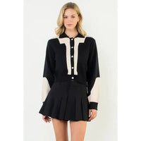 Colorblock Button Front Knit Cardigan Joh Apparel