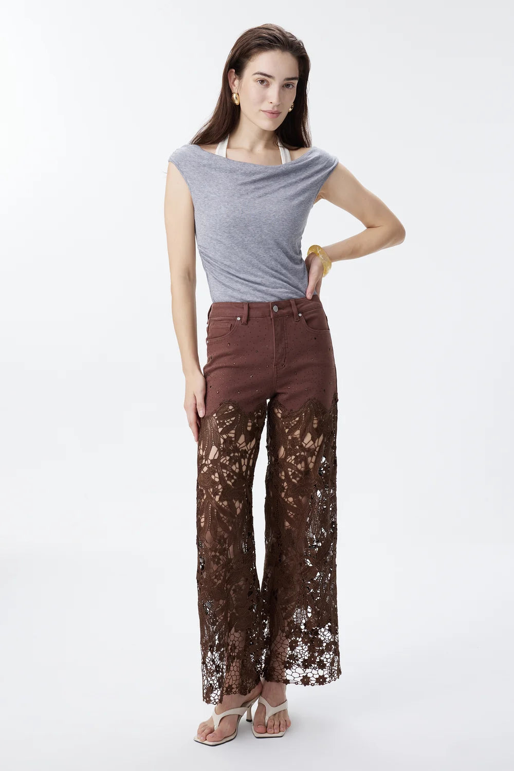 Chocolate Lace High Rise Jeans
