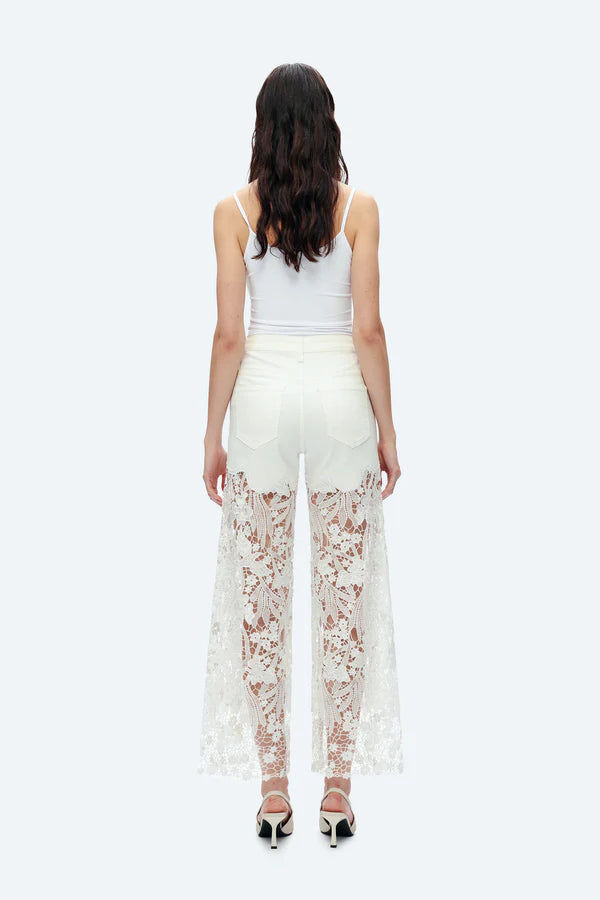 White Lace High Rise Jeans
