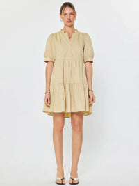 Beige Tiered Short Sleeve Mini Dress