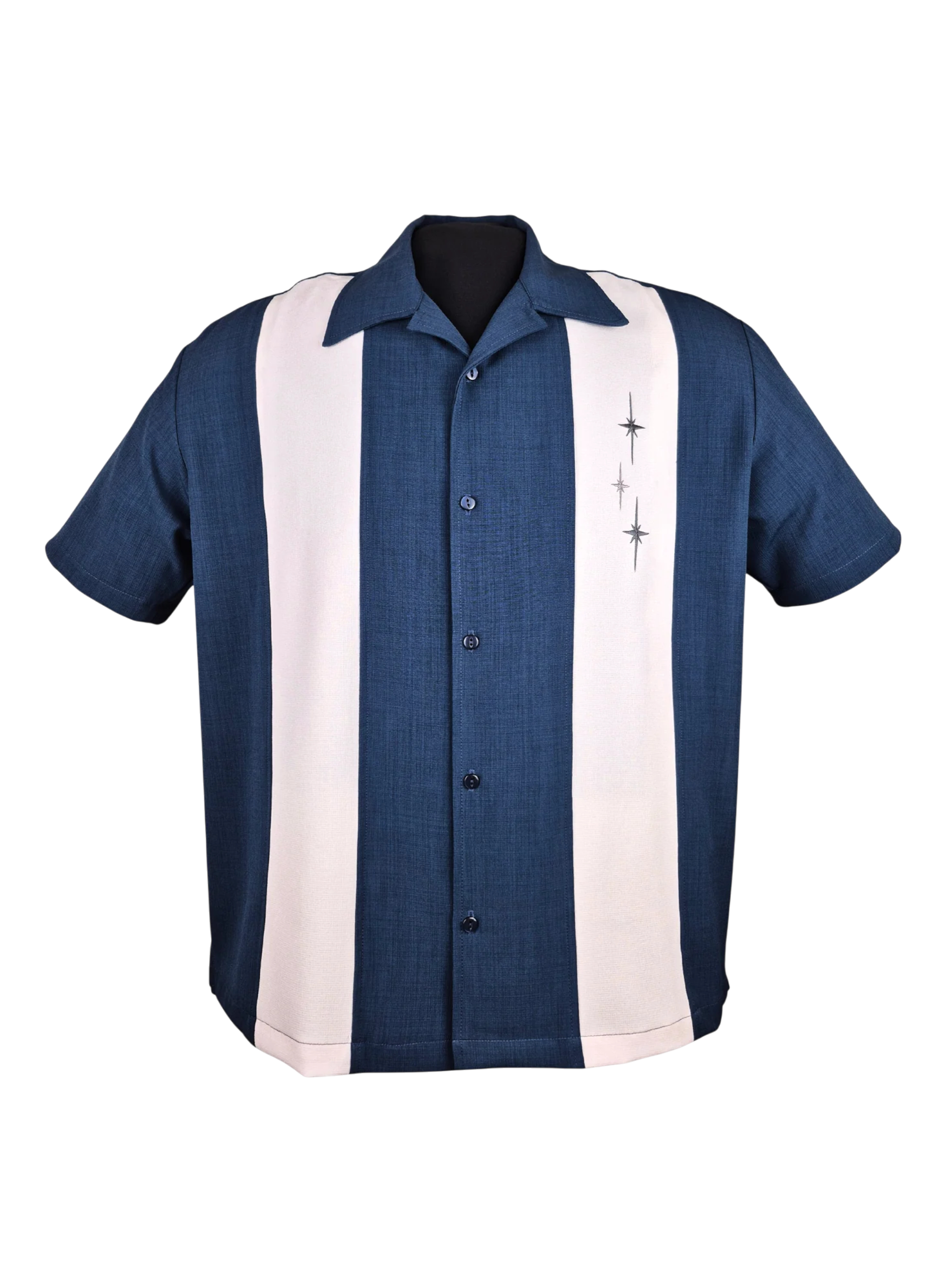 Three Star Panel Retro Shirt - Denim | Stone