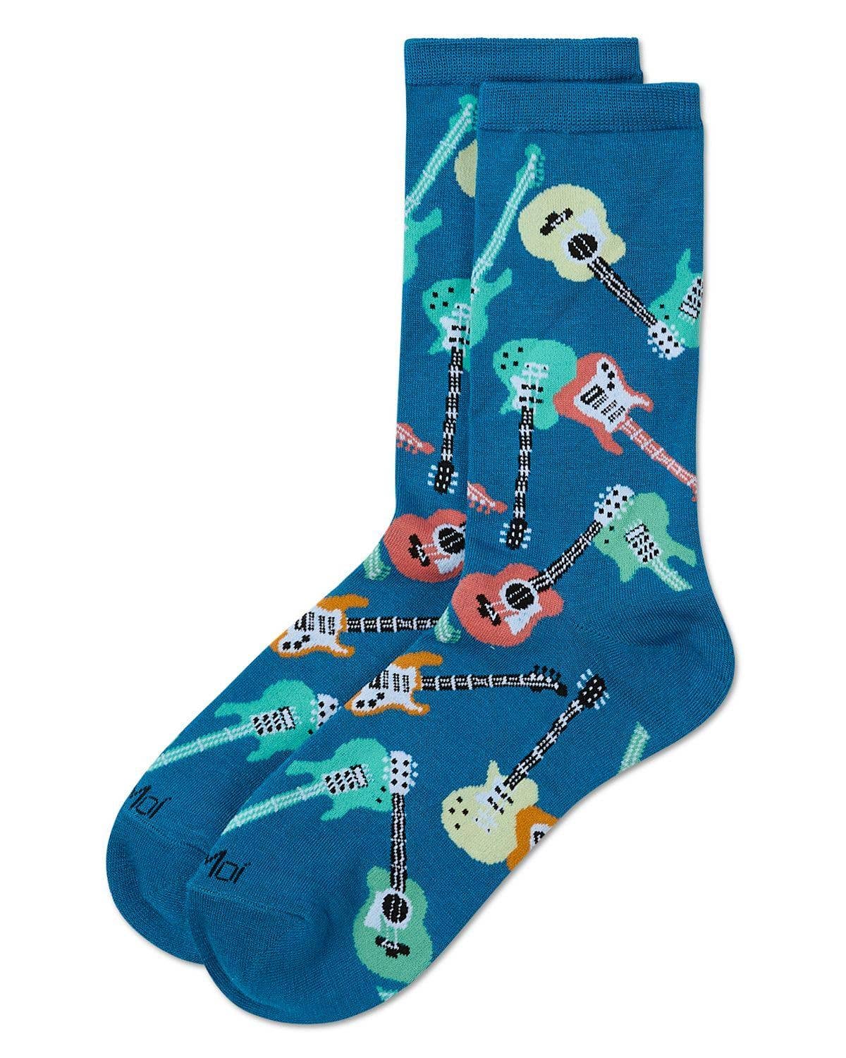 Women's Guitars Rayon From Bamboo Crew Socks: Celestial / 9-11