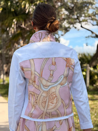 The White Denim Jacket - Pink Equestrian