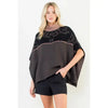 Jacquard Floral Knit Poncho THML