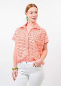 Maze Neon Orange Popover Shirt