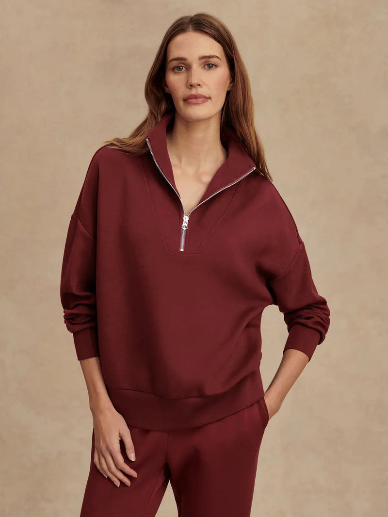 Hawley Half-Zip Sweat - New Maroon VARLEY