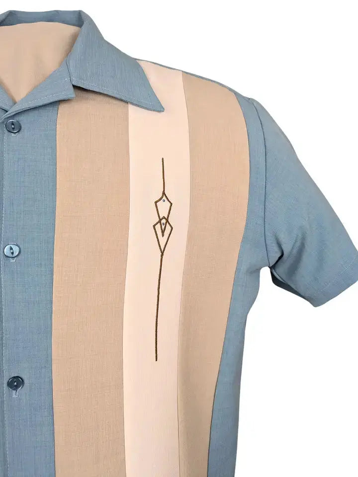 The Sheen Retro Shirt - Aqua/Cream/Stone Clothier to The King