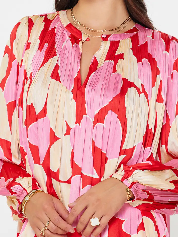 Heart Motif Pleated Blouse