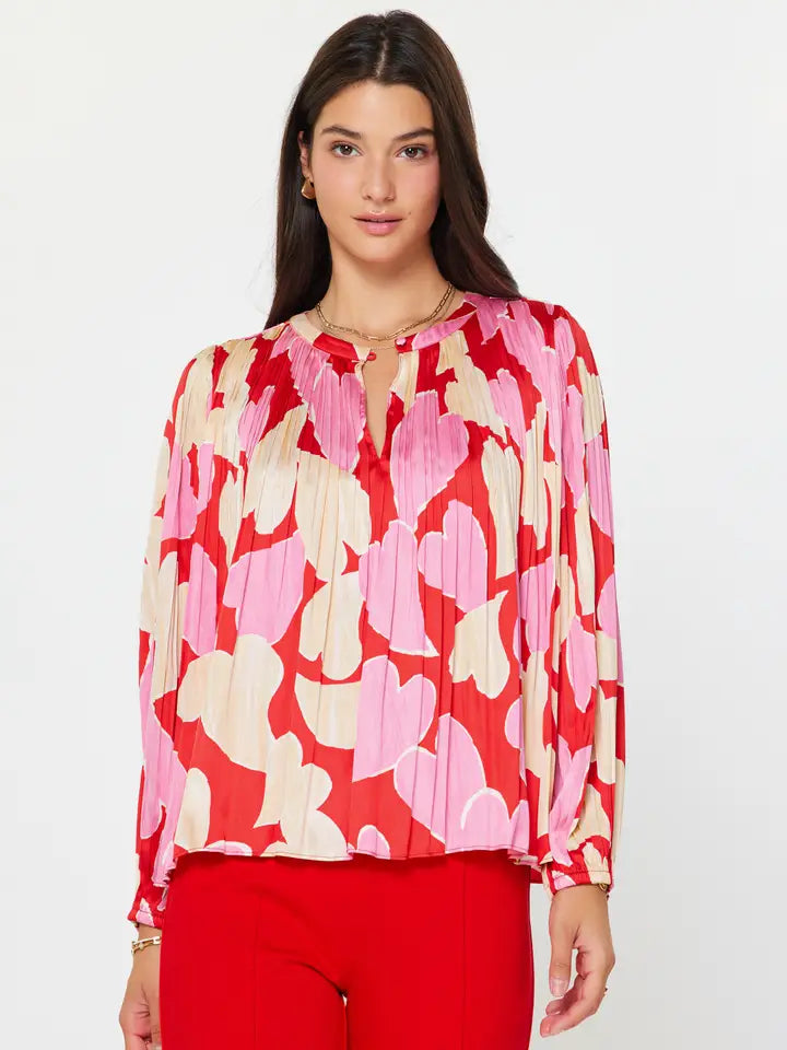 Heart Motif Pleated Blouse