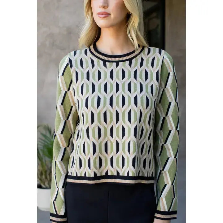 Pattern Knitted Sweater THML