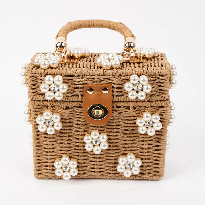 Wicker Bucket Daisy Flower Purse