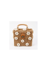 Wicker Bucket Daisy Flower Purse