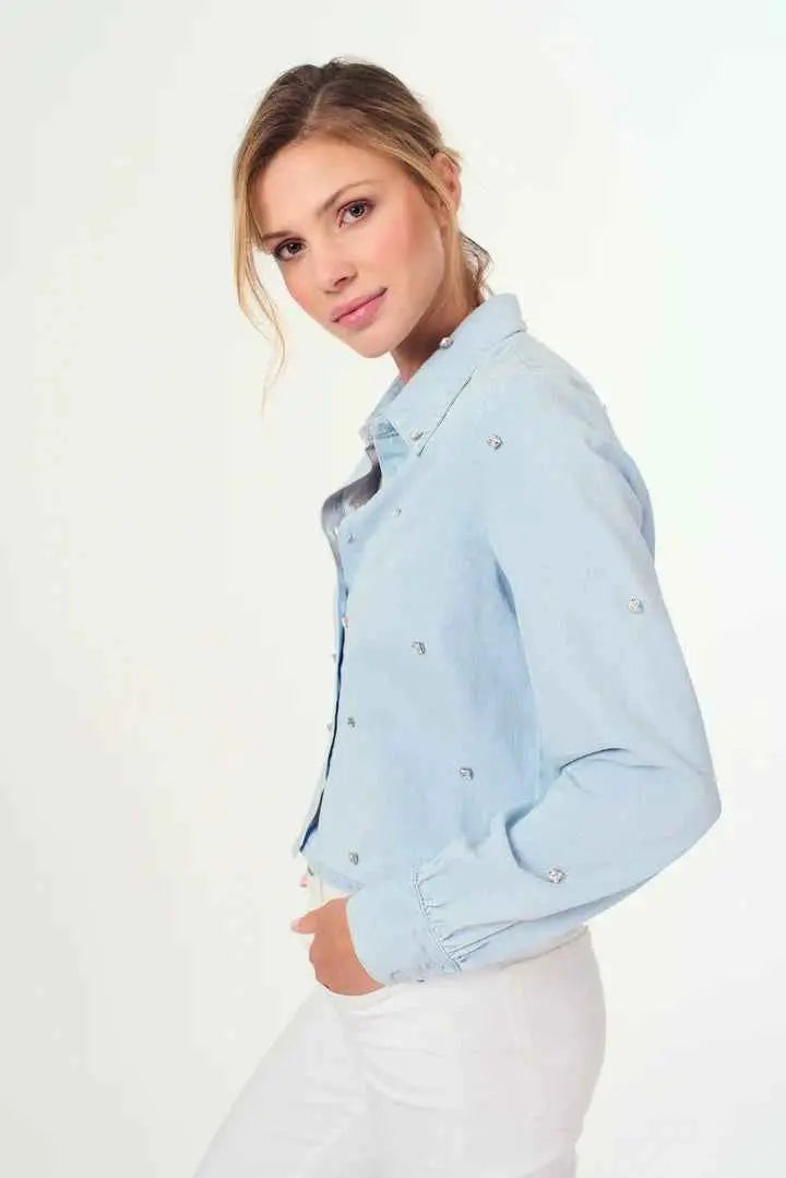 RHINESTONE DENIM SHIRT