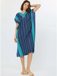 Stripe Border Pleated Dress