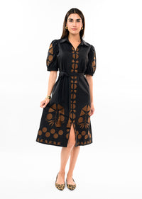 Placket Embroidered Dress