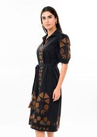 Placket Embroidered Dress