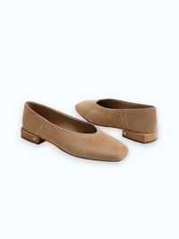 Kasey Square Toe Ballet Flat - Cyprus Tan Suede