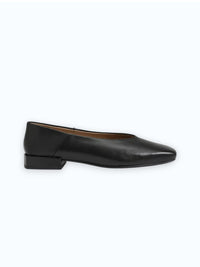 Kasey Square Toe Ballet Flat - Black Leather