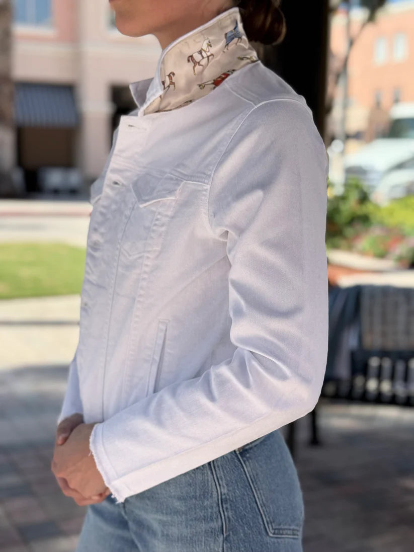 Equine Elegance White Denim Jacket