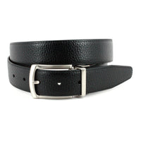 PEBBLED VEAL TO BURNISHED VEAL - REVERSIBLE BELT BLACK TO COGNAC