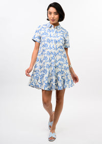 Blue Swing Hem Shirt Dress