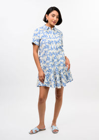 Blue Swing Hem Shirt Dress