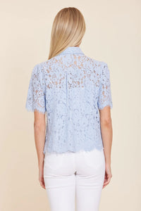 Blue Floral Lace Blouse