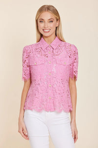 Pink Floral Lace Blouse