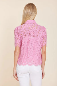 Pink Floral Lace Blouse