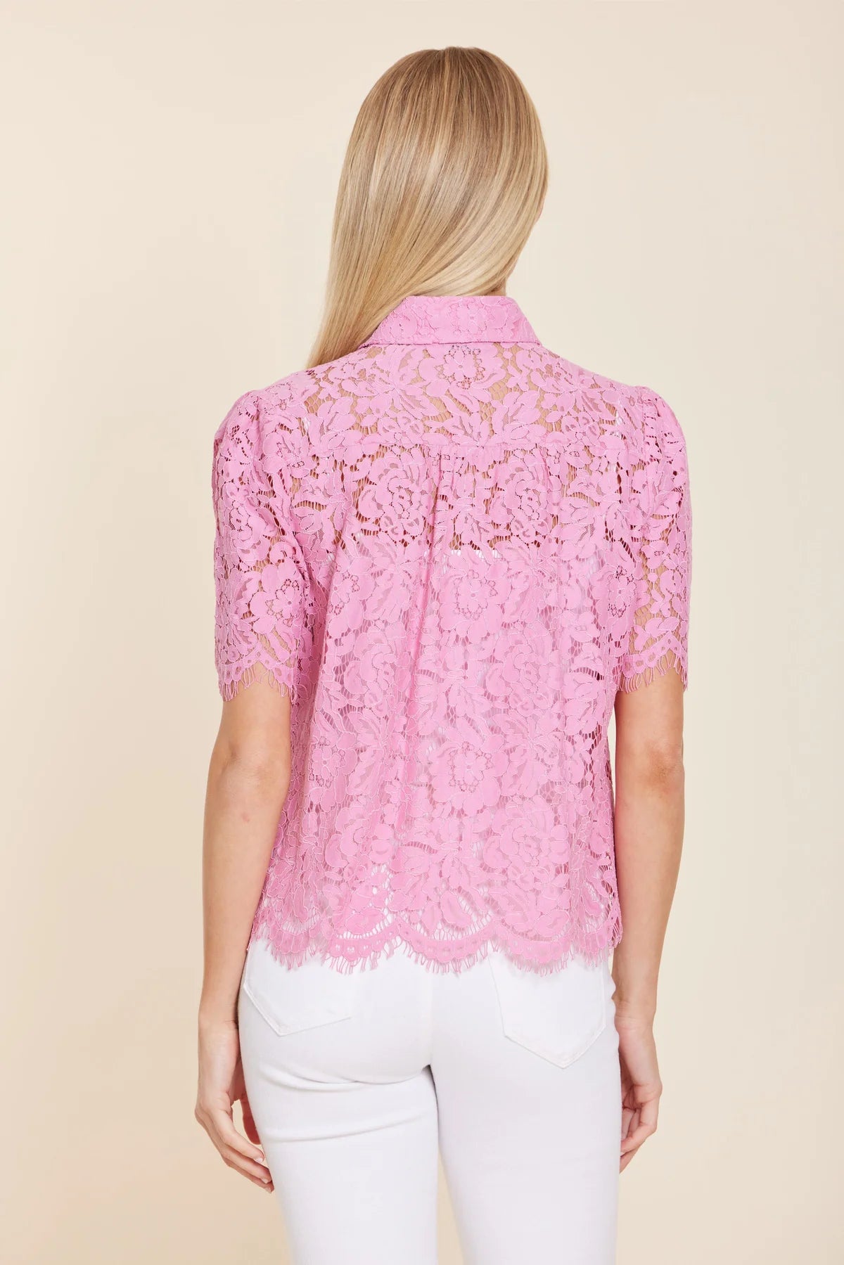 Pink Floral Lace Blouse