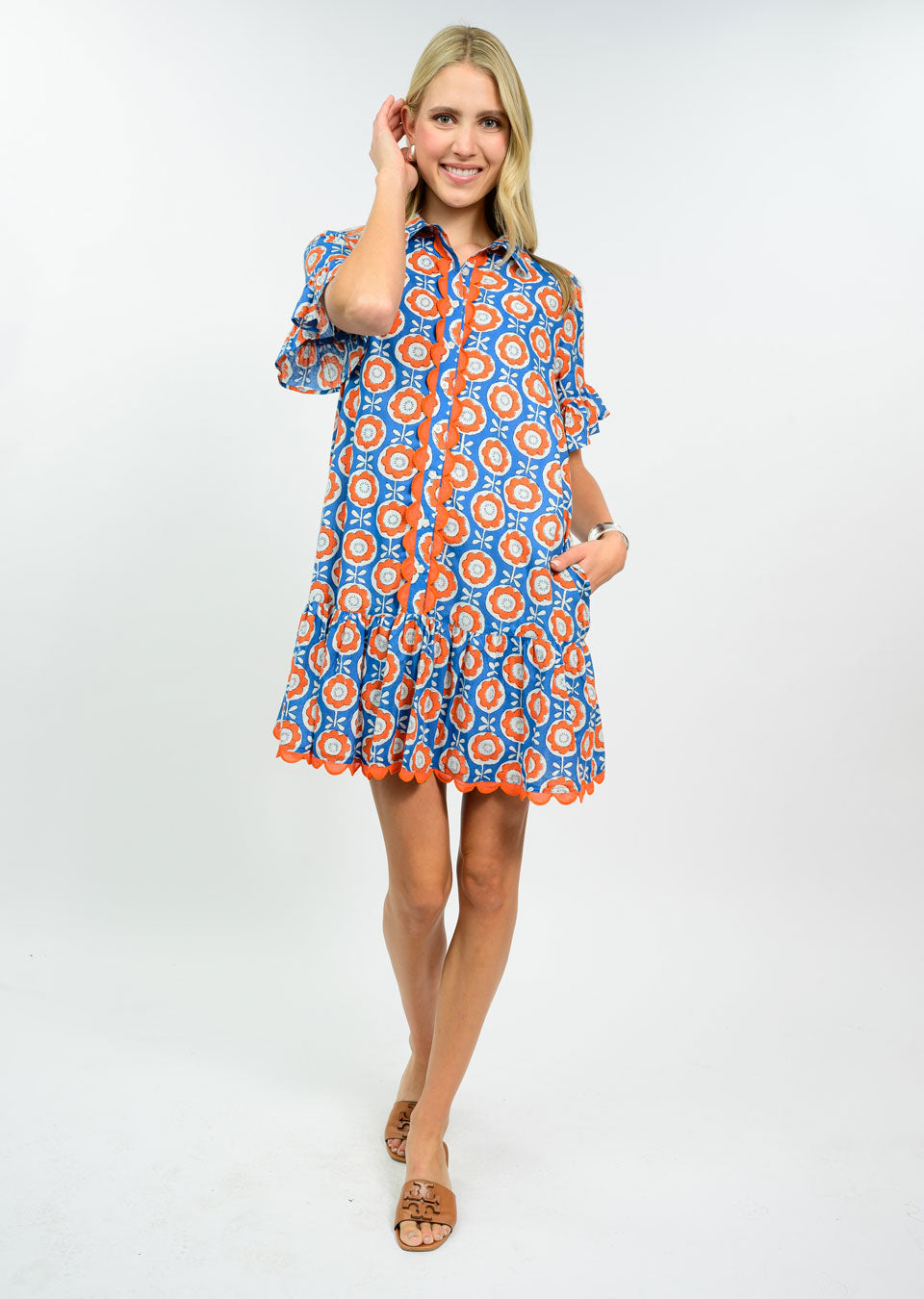Scalloped Shirt Dress