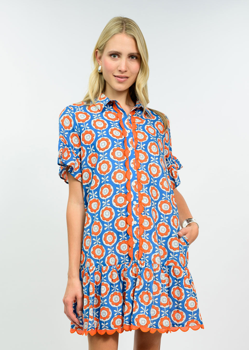 Scalloped Shirt Dress