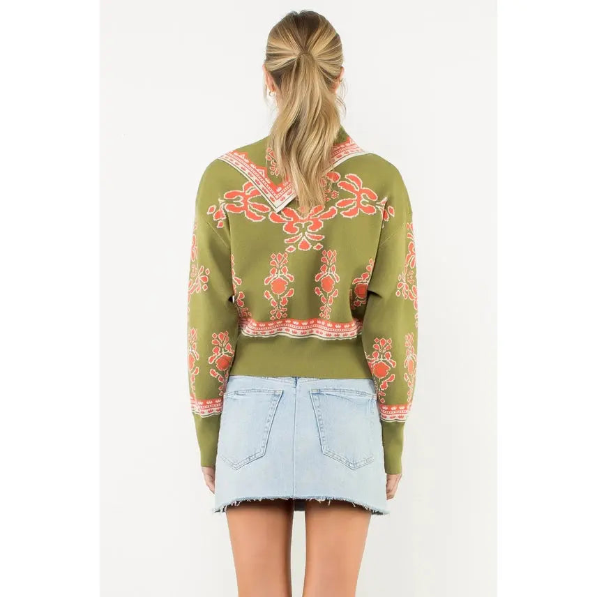 Scarf Neck Sweater - Olive Joh Apparel