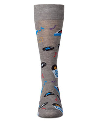 Vinyl Tunes Men`s Bamboo Crew: Med Gray Heather / 10-13