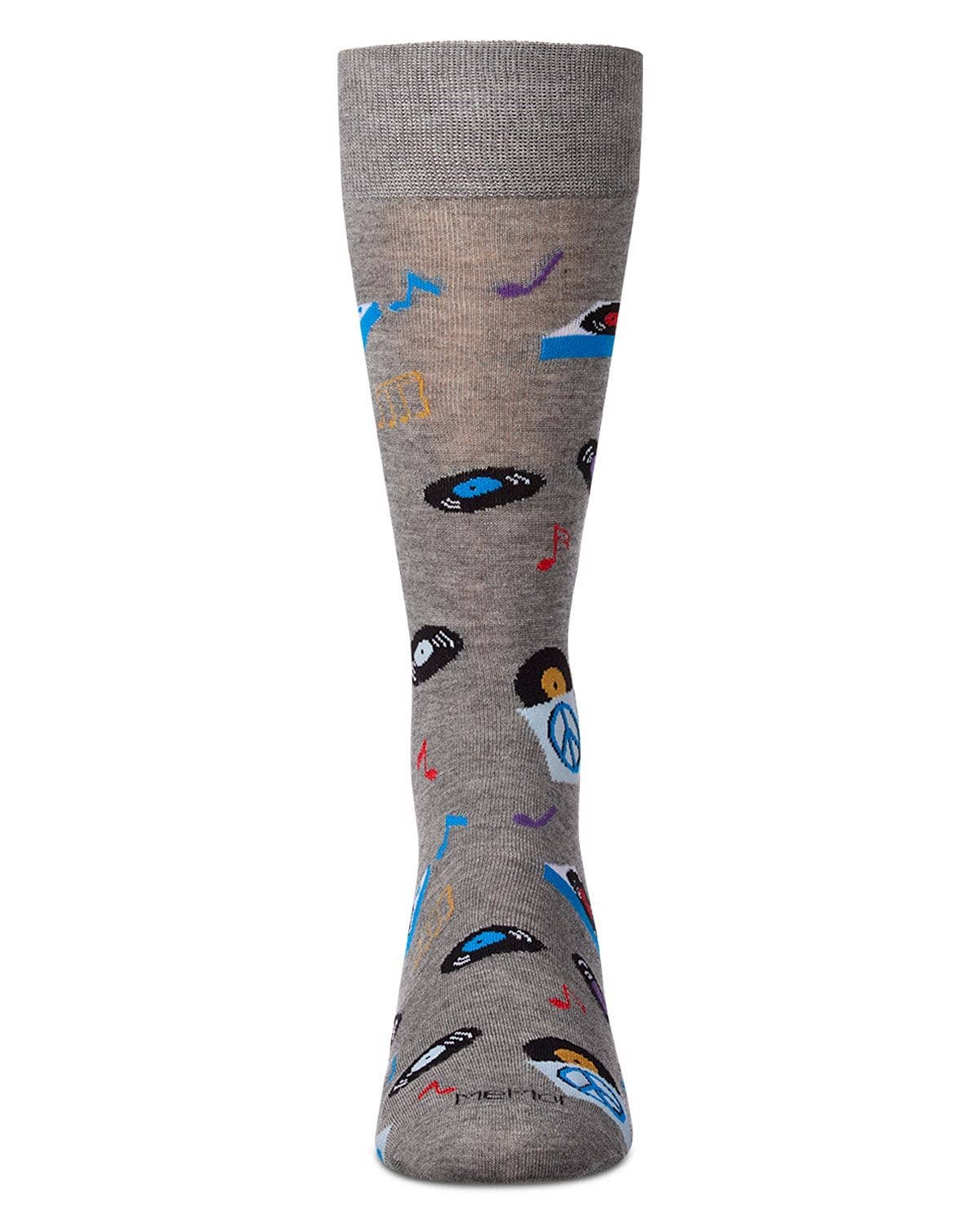 Vinyl Tunes Men`s Bamboo Crew: Med Gray Heather / 10-13