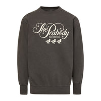 Dark gray sweatshirt with 'The Peabody Memphis' logo on a white background