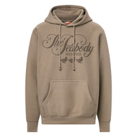 Brown hoodie with 'The Peabody Memphis' text on a white background